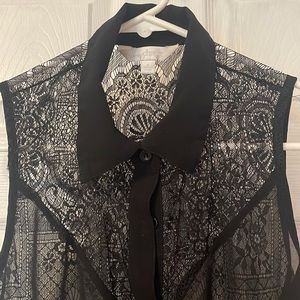 Charming Charlie black lace tank top. Size small